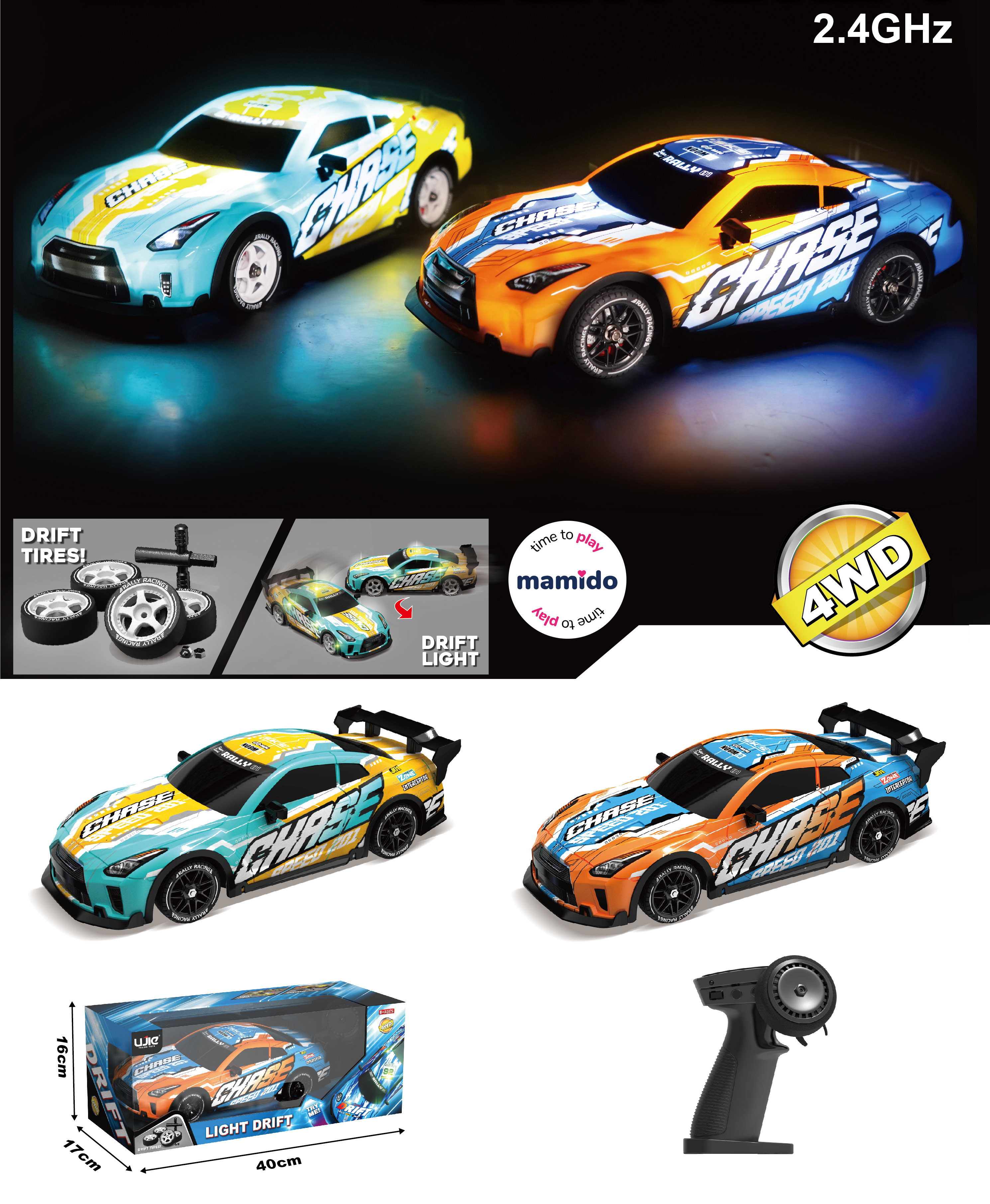 Mamido Mamido Autíčko na diaľkové ovládanie Drift kolesá s podsvietením 1:16