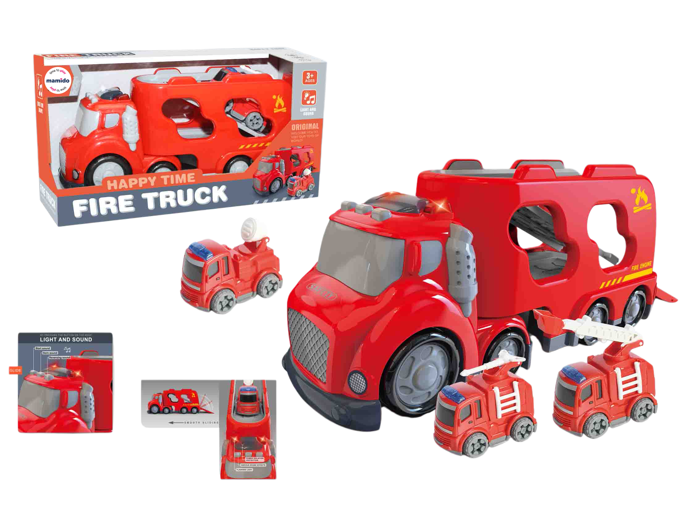 Mamido Mamido Hasičské auto pre najmenších svetlá a zvuky Fire Truck