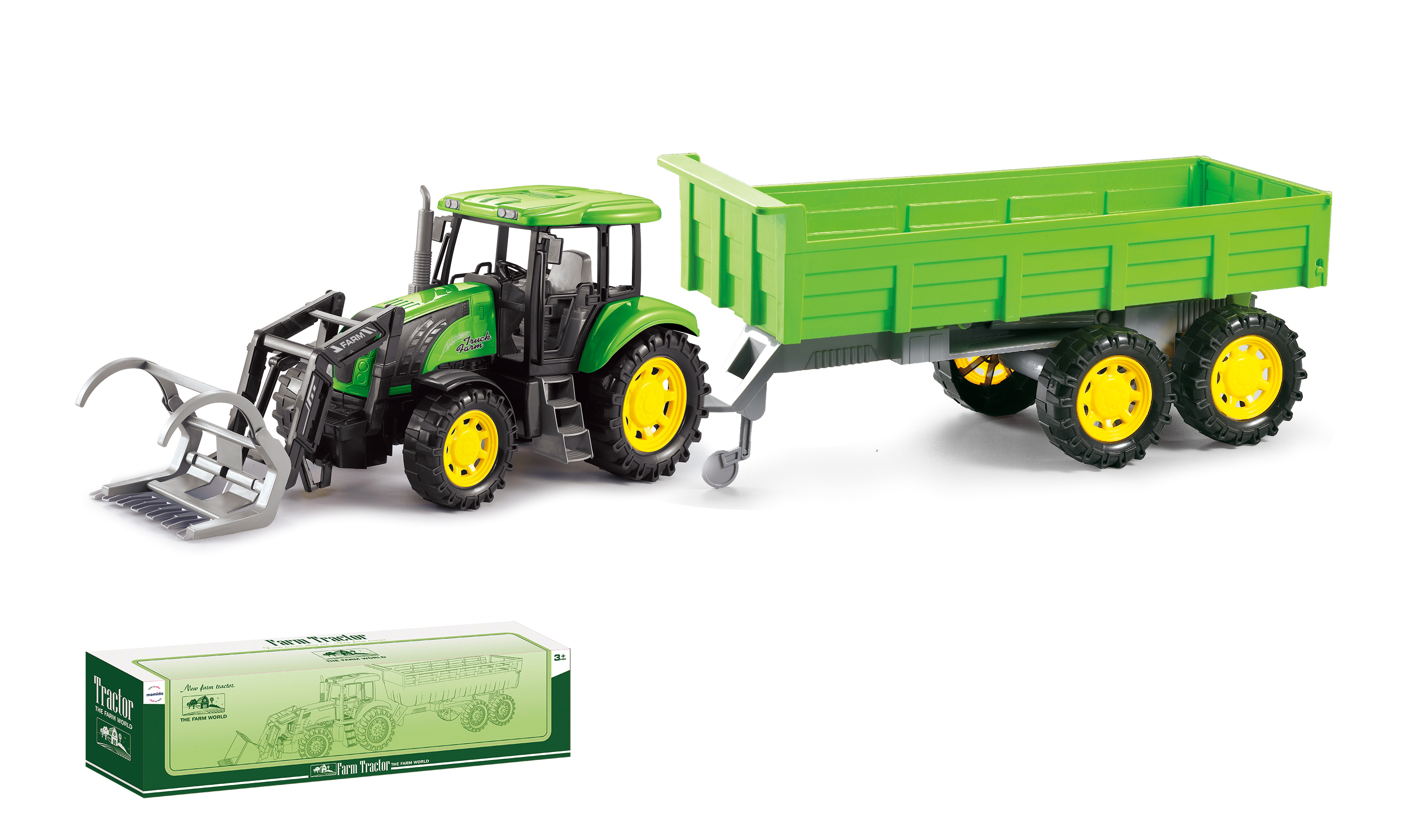 Mamido Mamido Traktor s vlečkou New farm 2025 zelený XXL