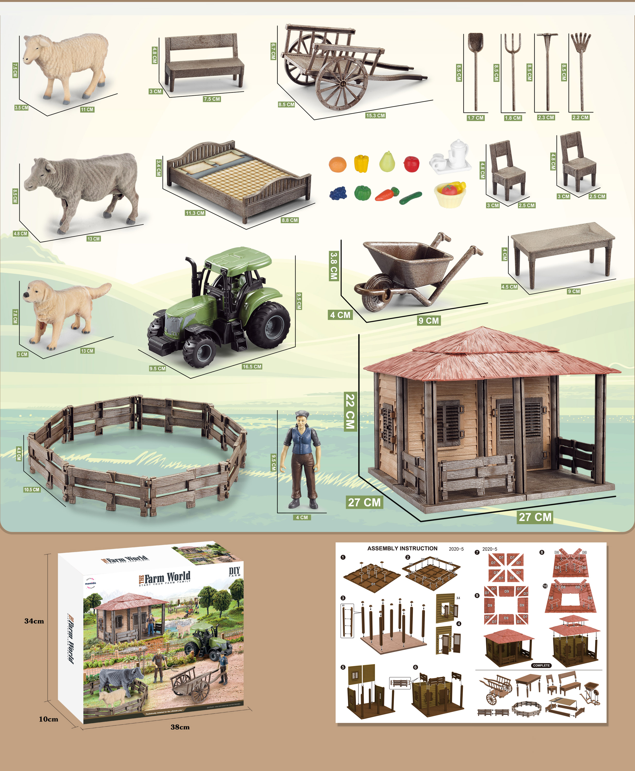 Mamido Mamido Veľká farma so zvieratkami, domčekom a traktorom