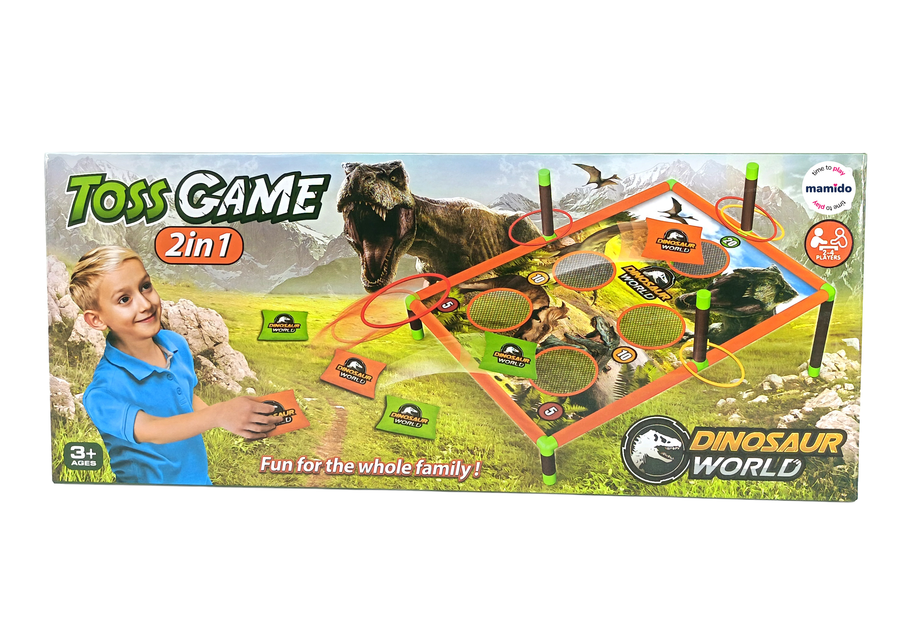 Mamido Mamido Hra na šikovnosť hádzania krúžkov a vreciek 2v1 dinosaury