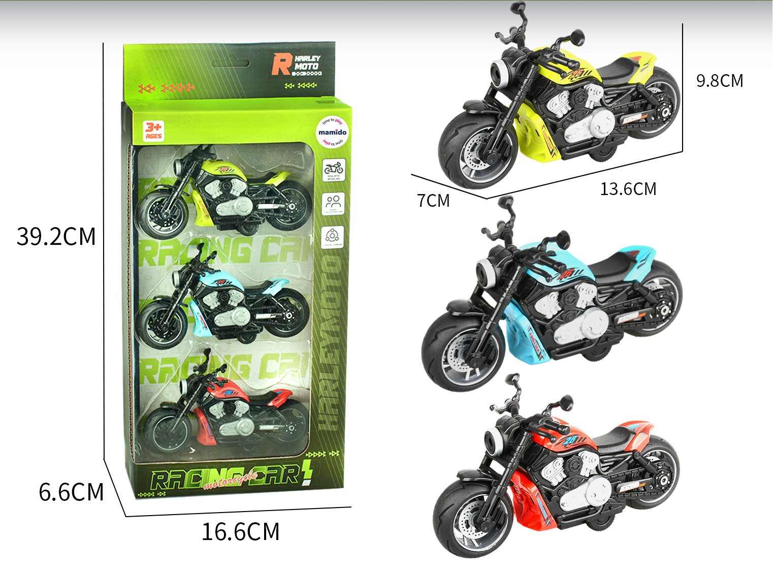 Mamido Mamido Súprava troch pretekárskych motocyklov MT1177