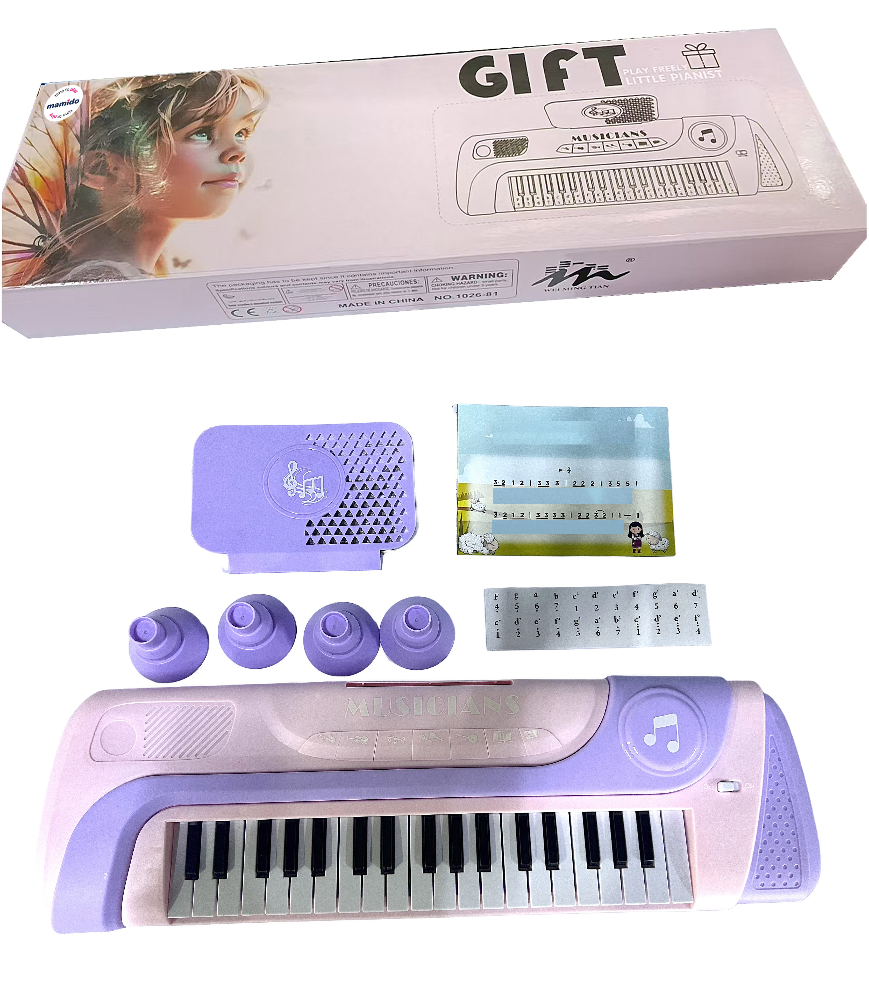 Mamido Mamido Detské elektrické klávesy 37 kláves fialové