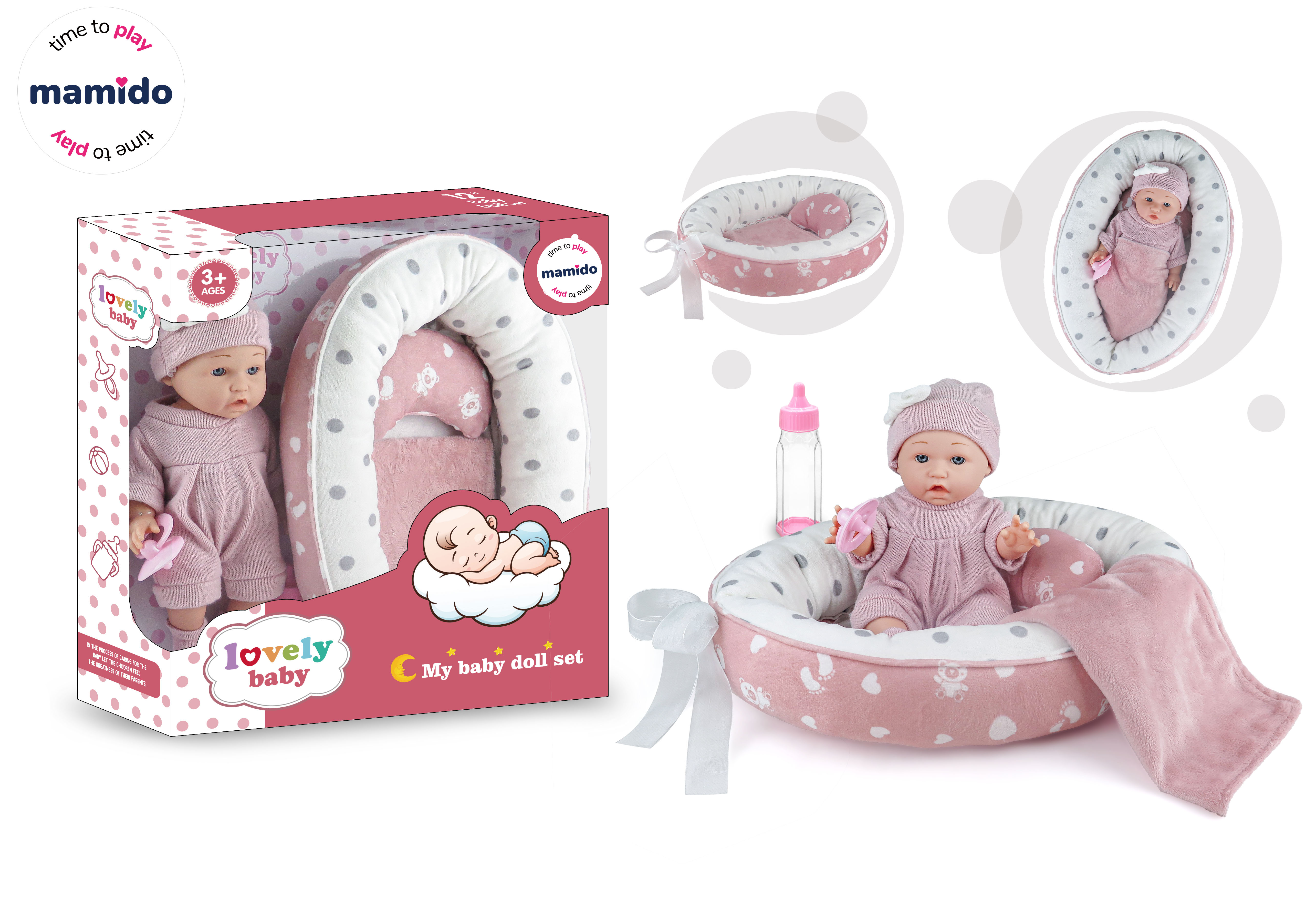 Mamido Mamido Bábika bábätko v hniezdočku s doplnkami MT1205