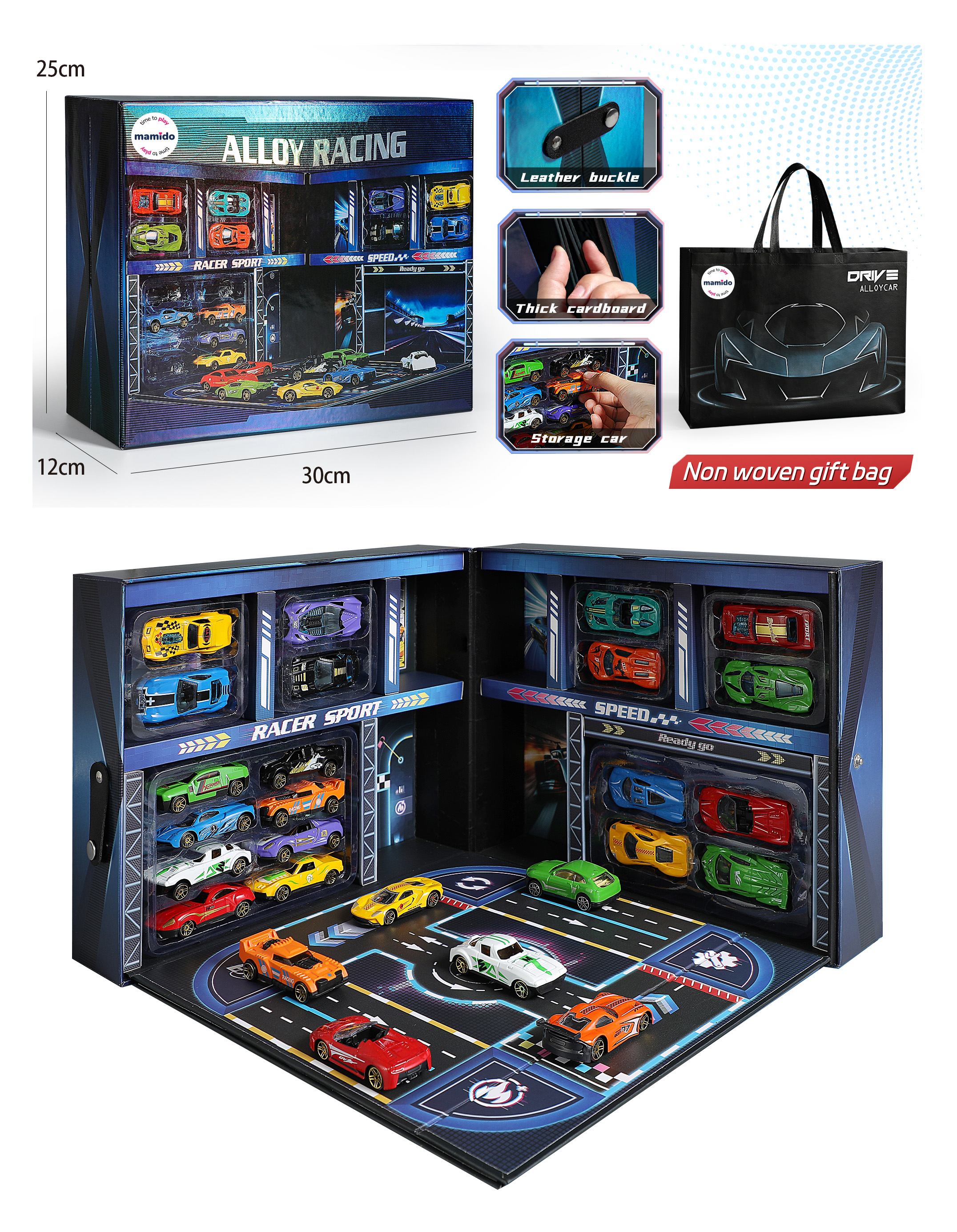 Mamido Mamido Súprava 20 kovových autíčok v boxe s garážou MT1458