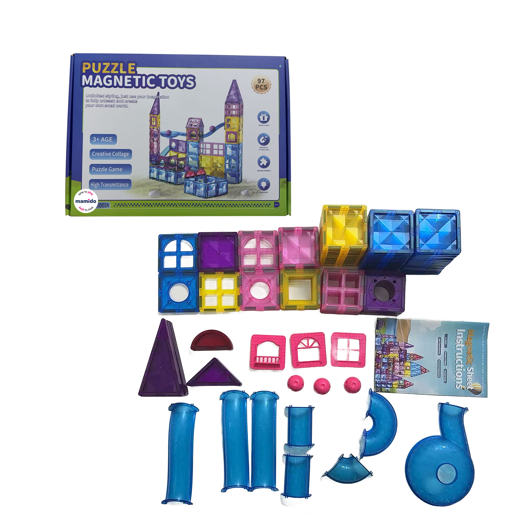 Mamido Mamido Farebná magnetická stavebnica 97 dielikov