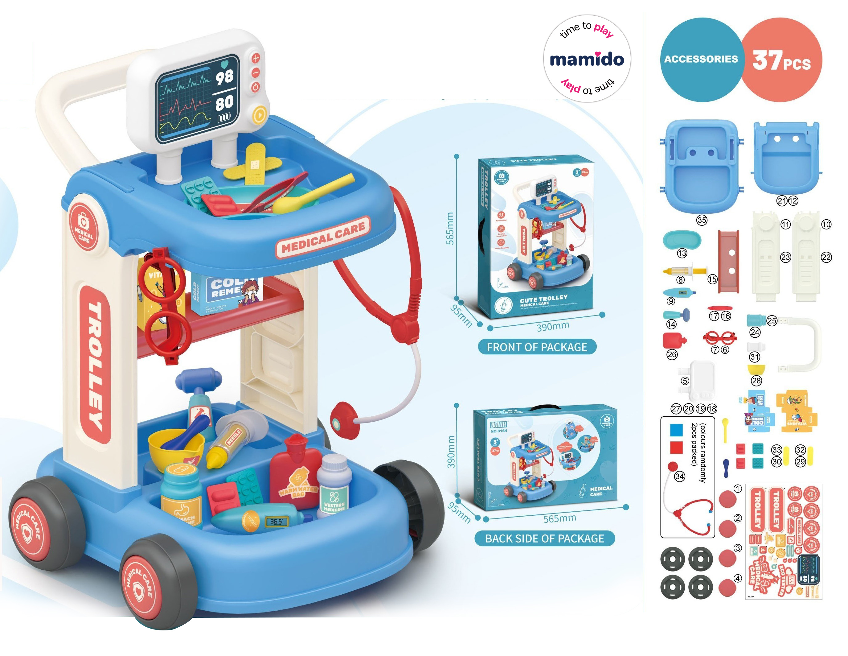Mamido Mamido Detský lekársky vozík s príslušenstvom MT1116