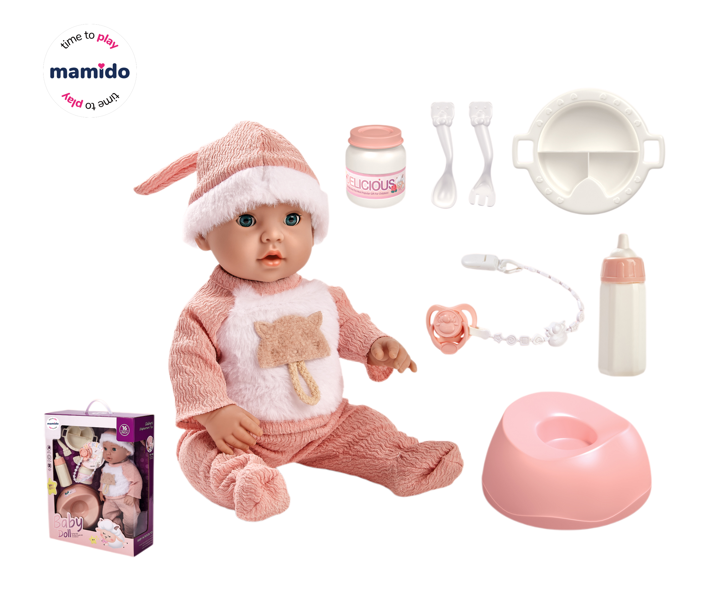Mamido Mamido Bábika bábätko s nočníkom a príslušenstvom Baby Doll MT1220