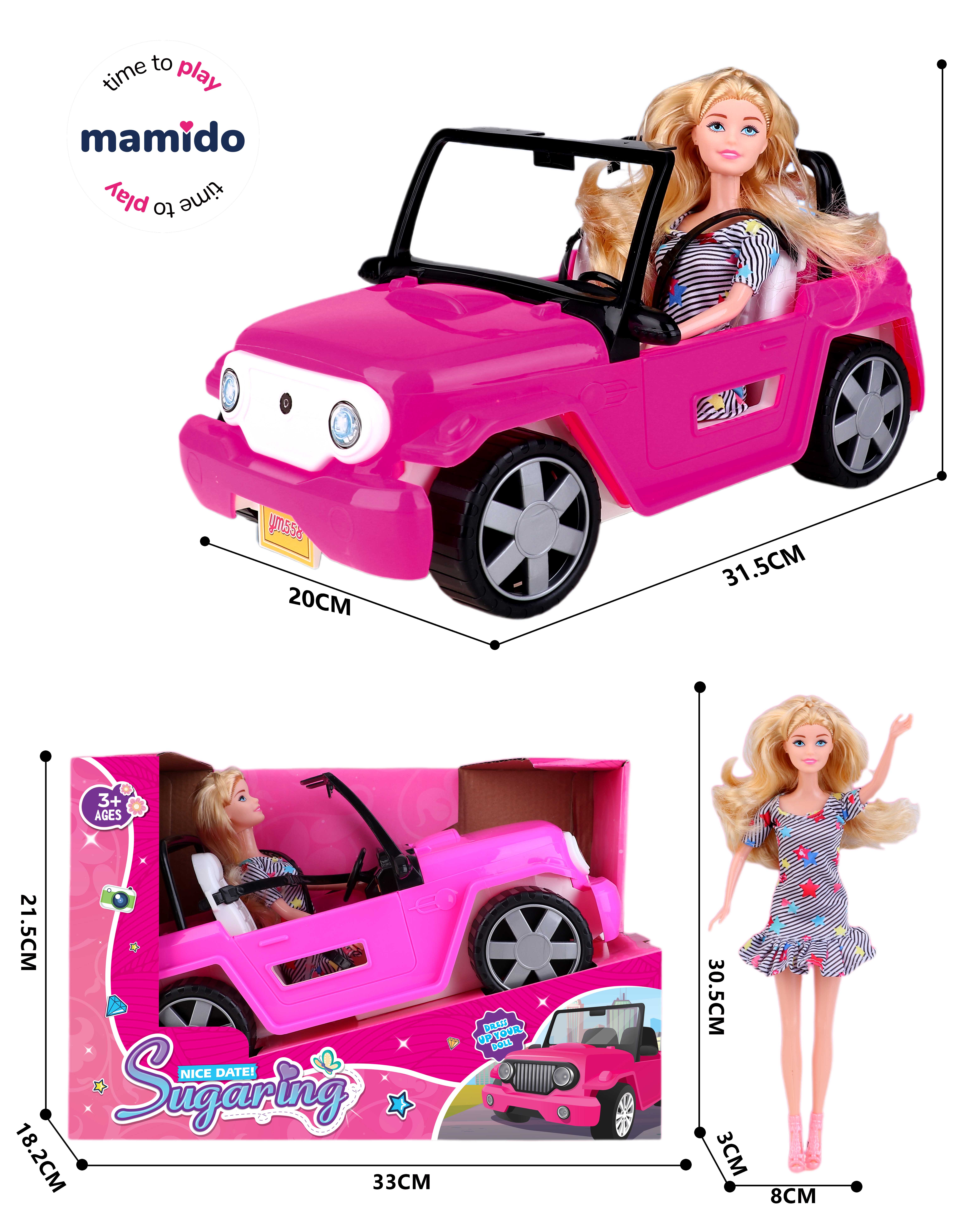 Mamido Mamido Bábika s autíčkom ružová, blondína MT1248