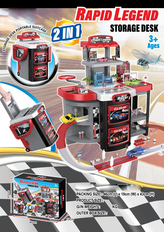 Mamido Mamido Závodná stanica a prenosný kufrík 2v1 Rapid Legend, viacposchodová garáž, parkovisko MT1622