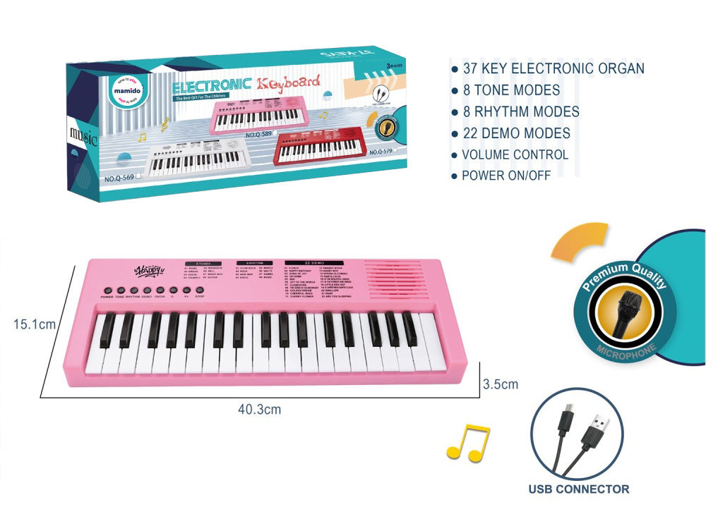 Mamido Mamido Detské klávesy s mikrofónom 37 kláves ružové