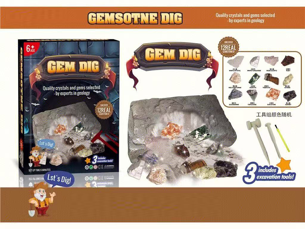 Mamido Mamido Archeologická súprava na vykopávky 12 kryštálov s nástrojmi MT1545