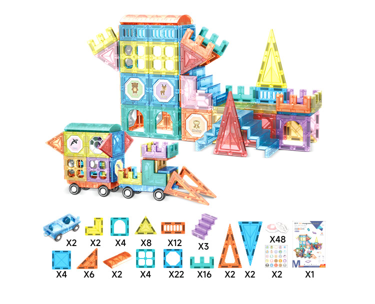 Farebná magnetická stavebnica s autíčkami 139 dielikov MT1590