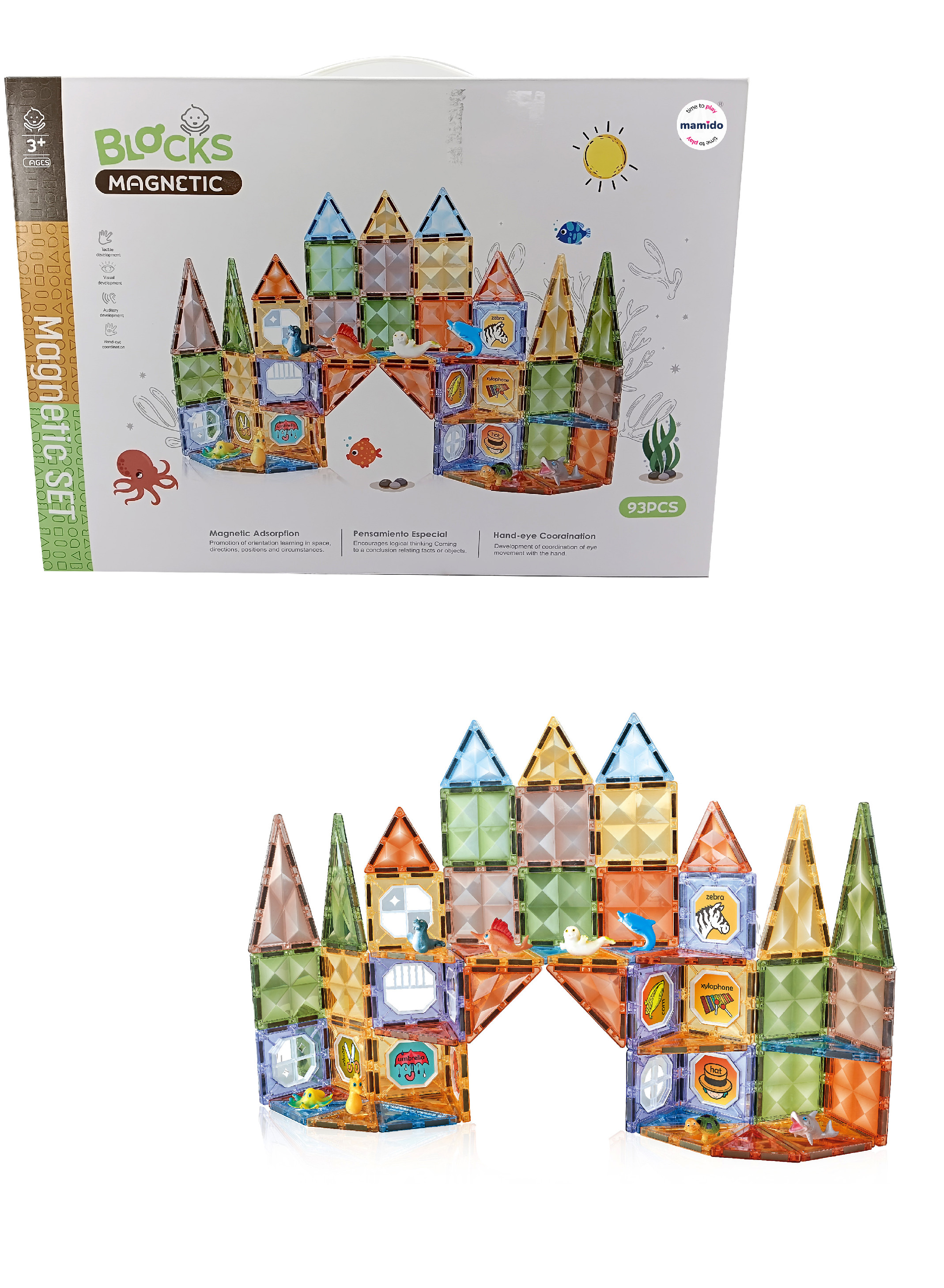 Mamido Mamido Farebná magnetická stavebnica podmorský svet 93 dielikov s abecedou MT1517