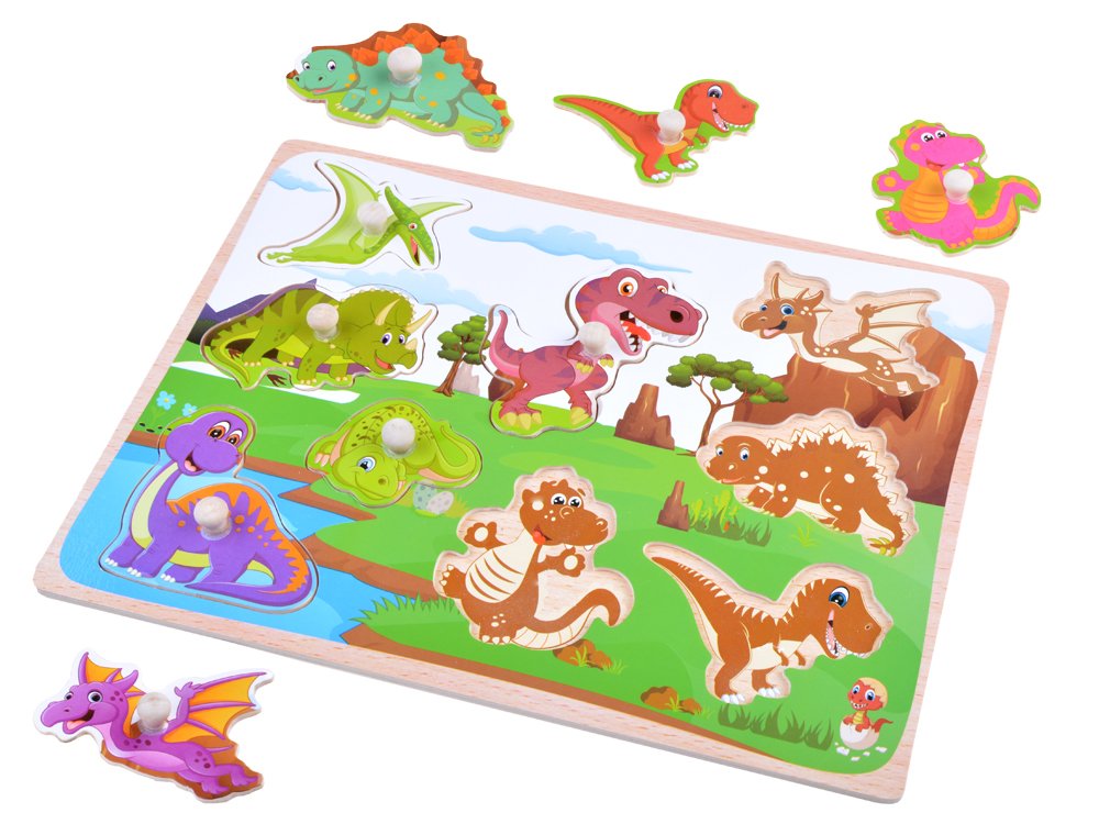 mamido Drevené puzzle dinosaury