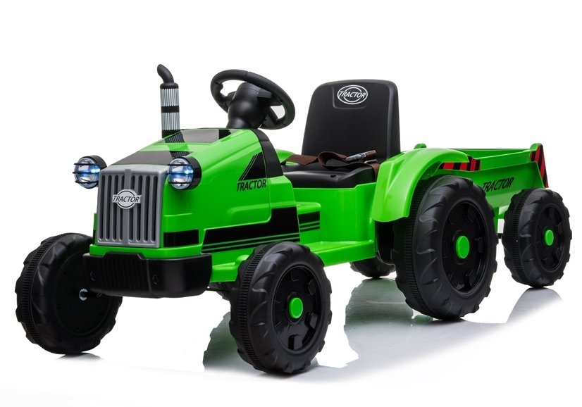 Detský elektrický traktor s vlečkou T1 zelený - Použité - Rozbalené - Poškodený obal - L-5329
