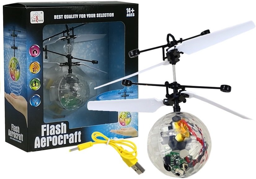 mamido Vrtuľníková disco guľa s LED kryštálmi