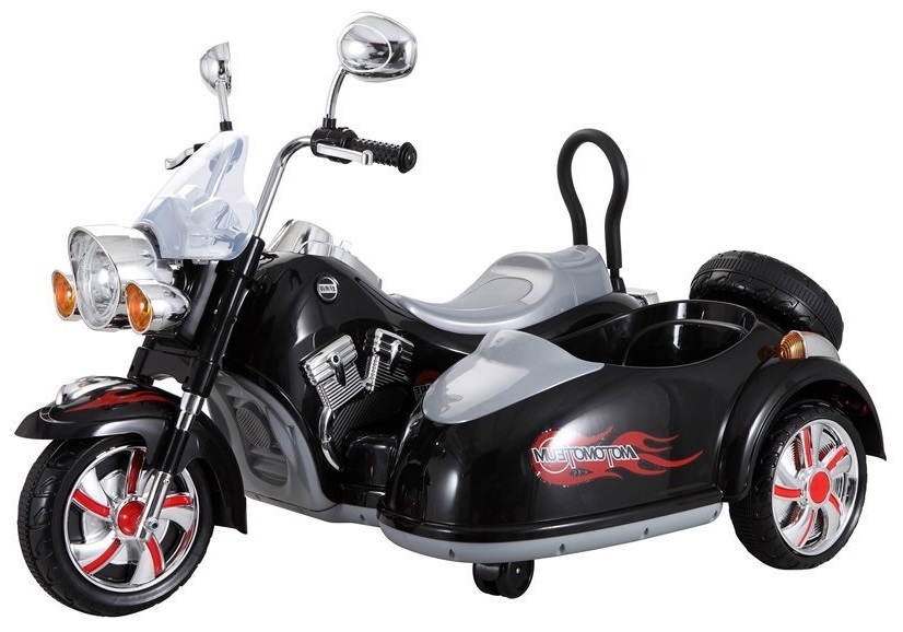 E-shop Detská elektrická motorka Chopper s postranným vozíkom čierna