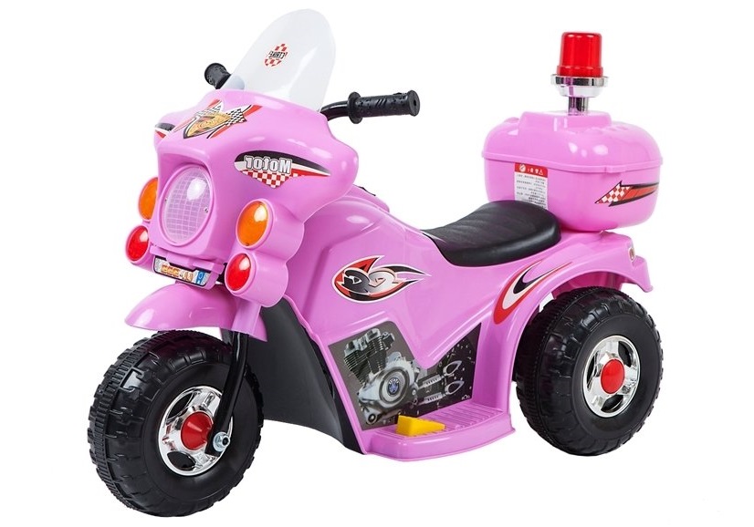 Detská elektrická motorka Polícia ružová