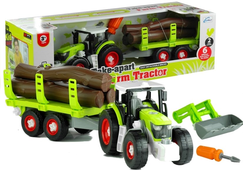 Traktor s prívesom na drevo
