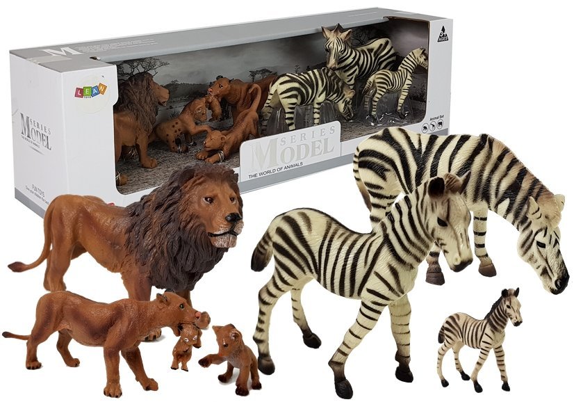 mamido Zvieratká safari sada 7 kusov levy a zebry