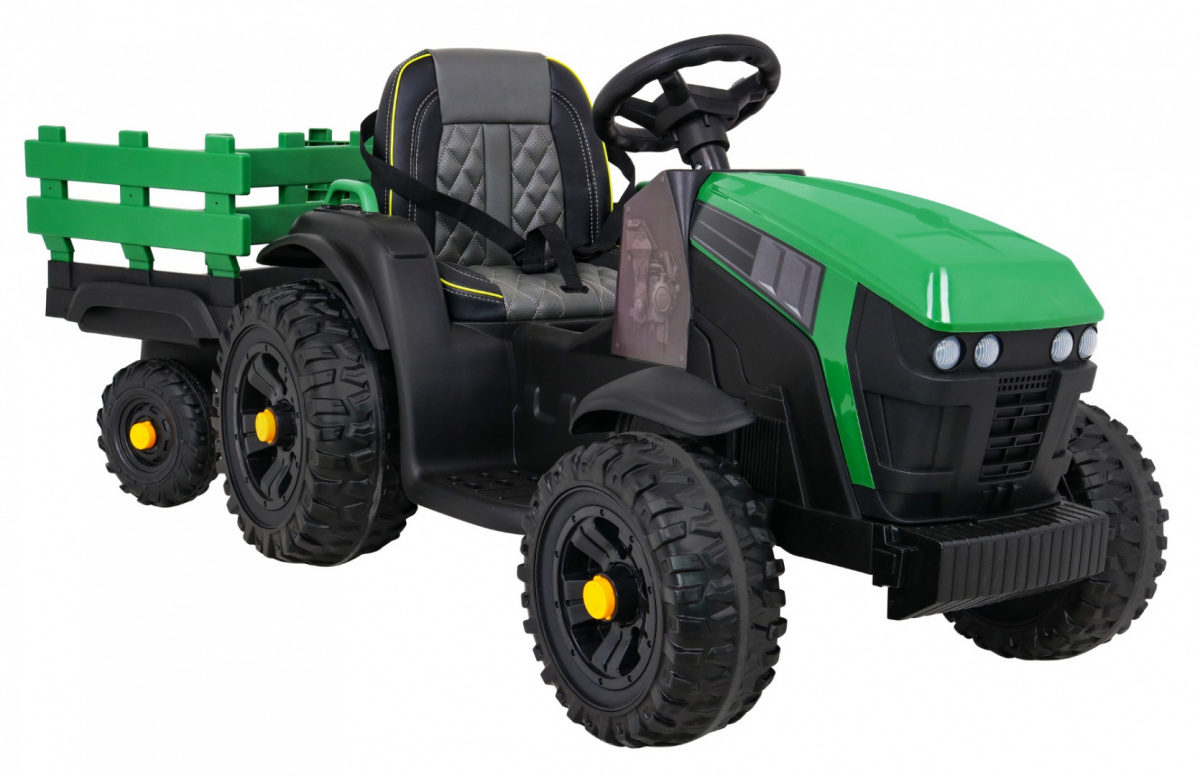 mamido Detský elektrický traktor Farm s prívesom zelený