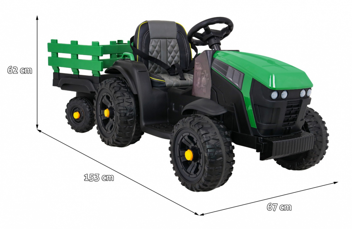 mamido Detský elektrický traktor Farm s prívesom zelený