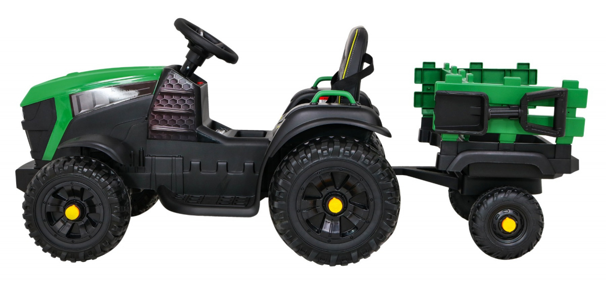 mamido Detský elektrický traktor Farm s prívesom zelený