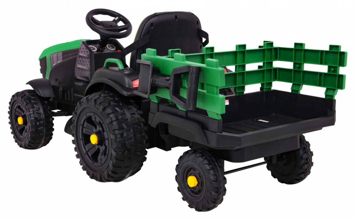 mamido Detský elektrický traktor Farm s prívesom zelený