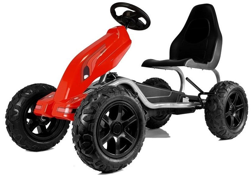 Detská šlapacia motokára s nafukovacími kolesami Monster červená
