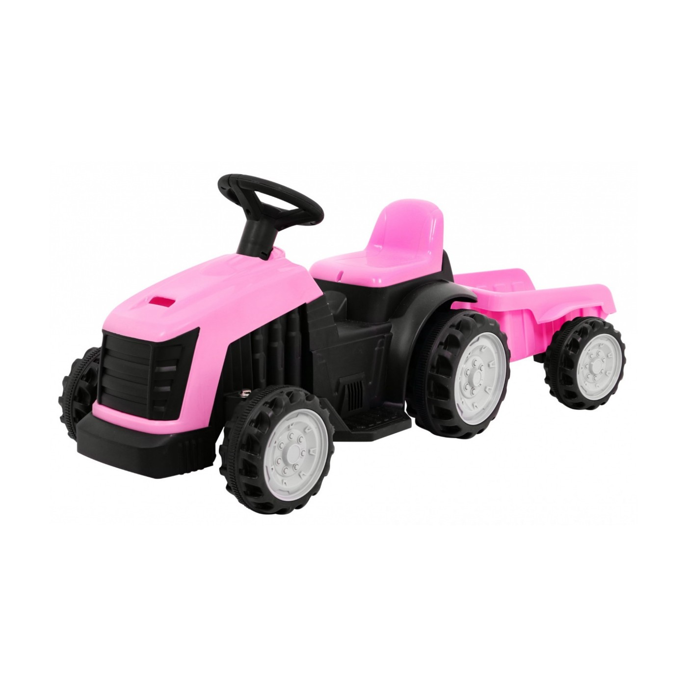 Detský elektrický traktor s prívesom ružový