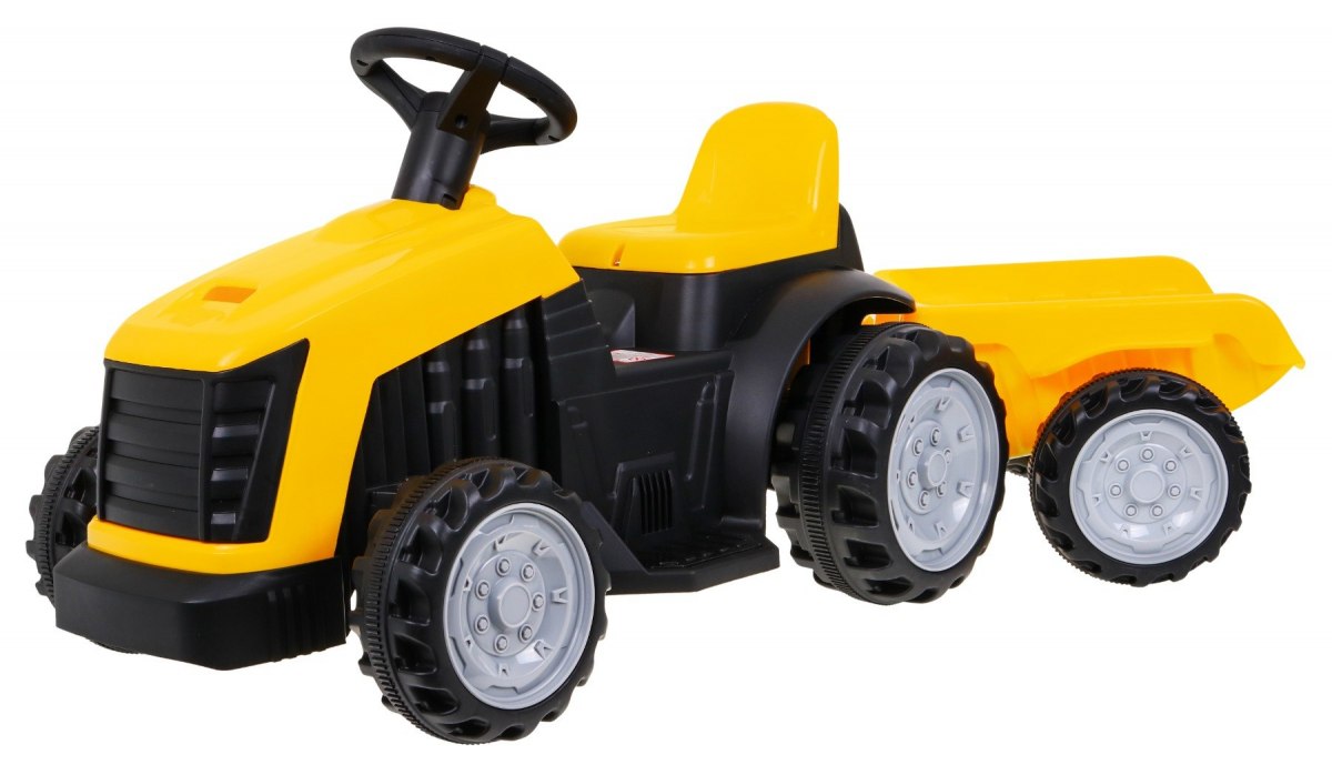 Detský elektrický traktor s prívesom žltý
