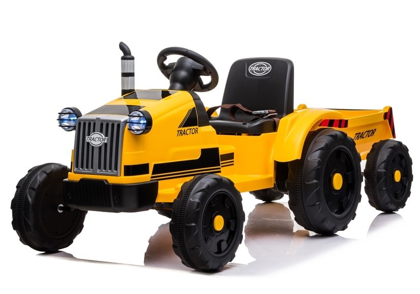 Detský elektrický traktor s vlečkou T1 žltý