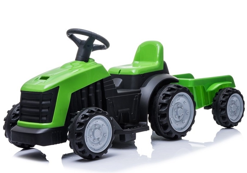 Detský elektrický traktor s vlečkou zelený