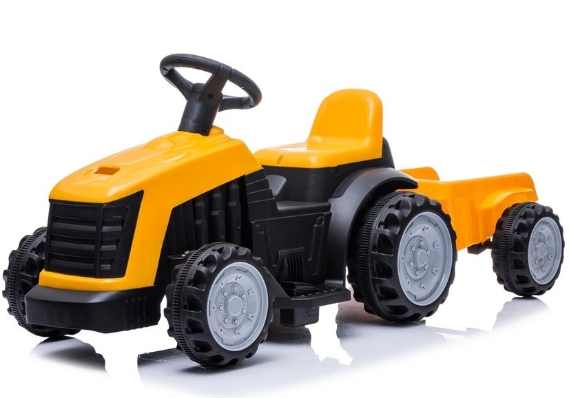 Detský elektrický traktor s vlečkou žltý
