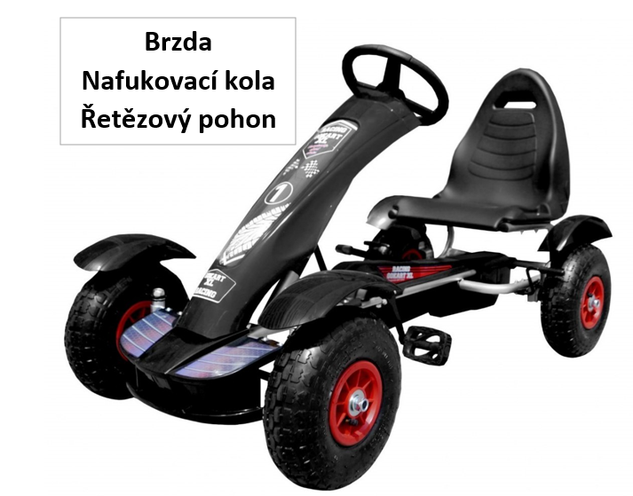 Detská šlapacia motokára formula čierna