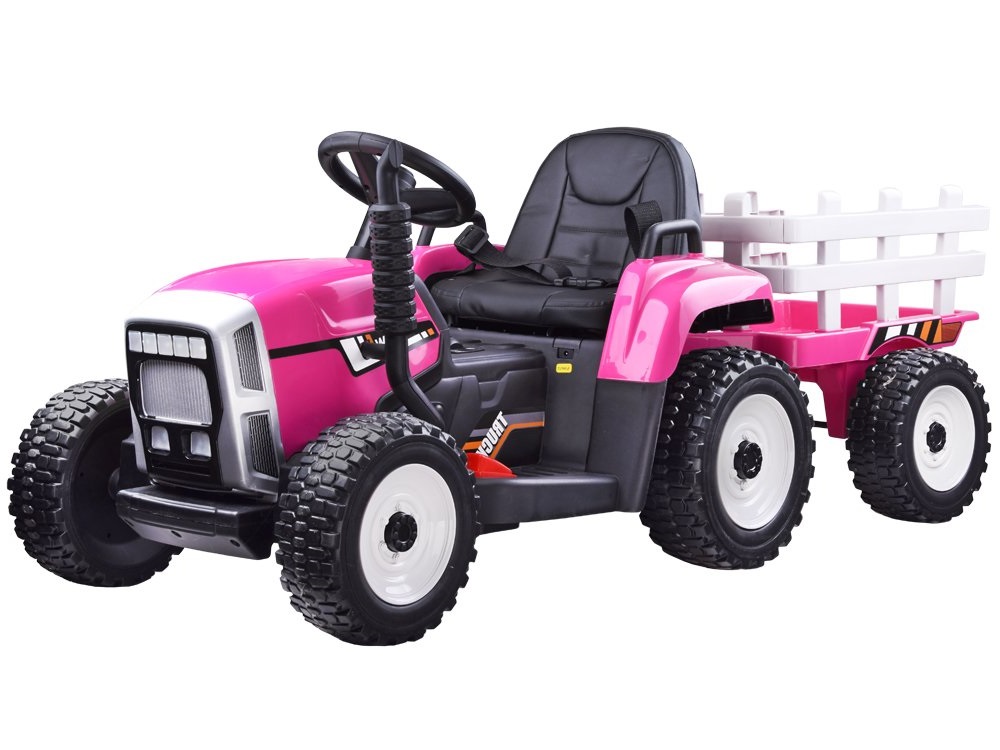 mamido Detský elektrický traktor s vlečkou ružový