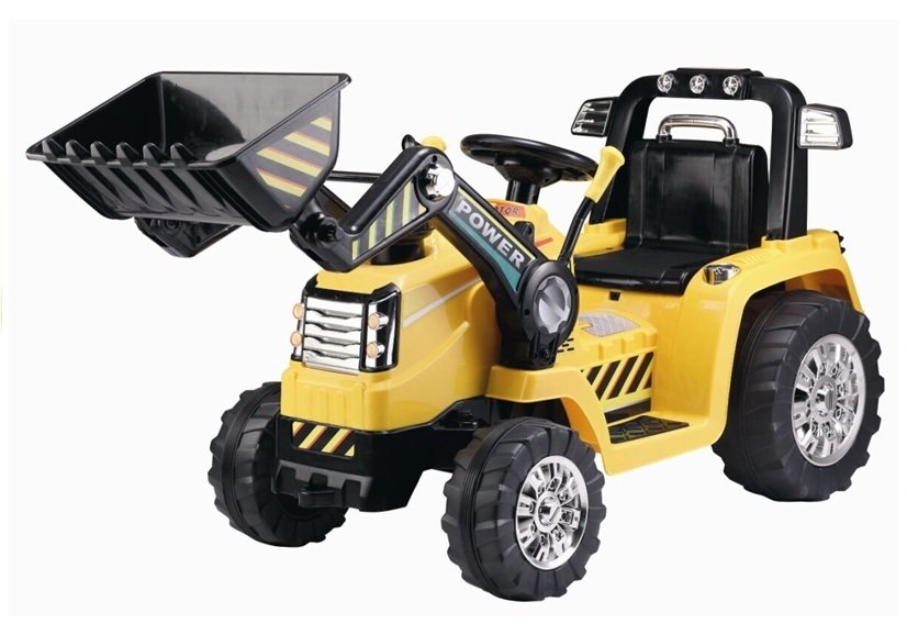 Detský elektrický traktor Power s radlicou žltý