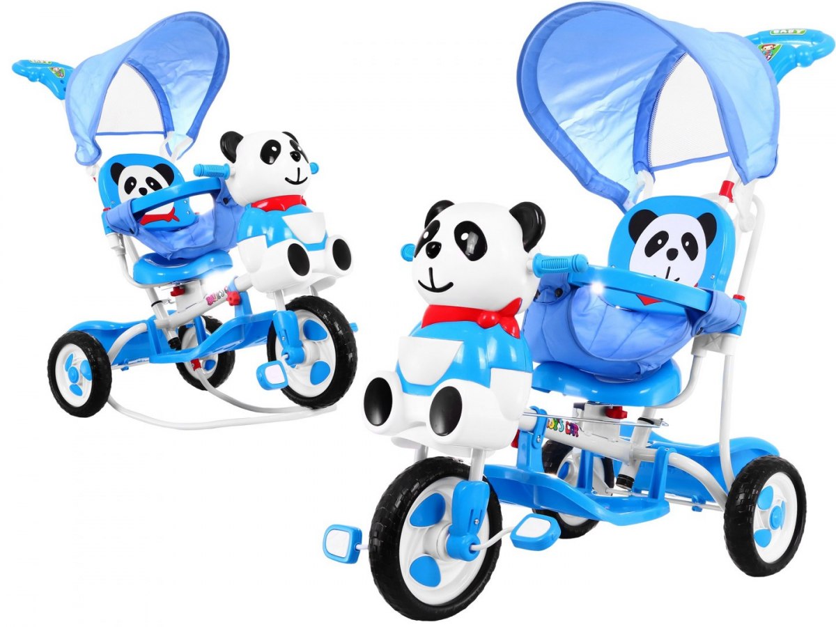 mamido Detská trojkolka Panda so zvukovými efektmi modrá