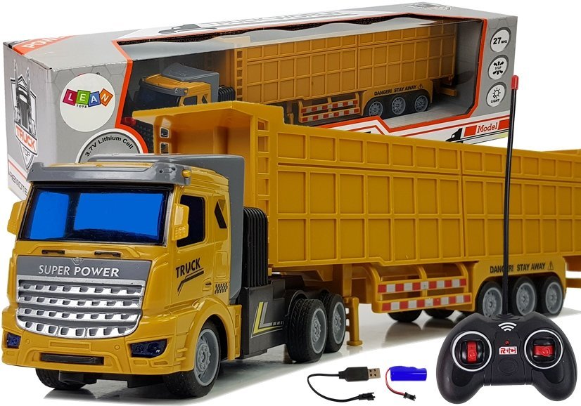mamido Nákladné auto s veľkým prívesom na diaľkové ovládanie R / C 1:48 žlté