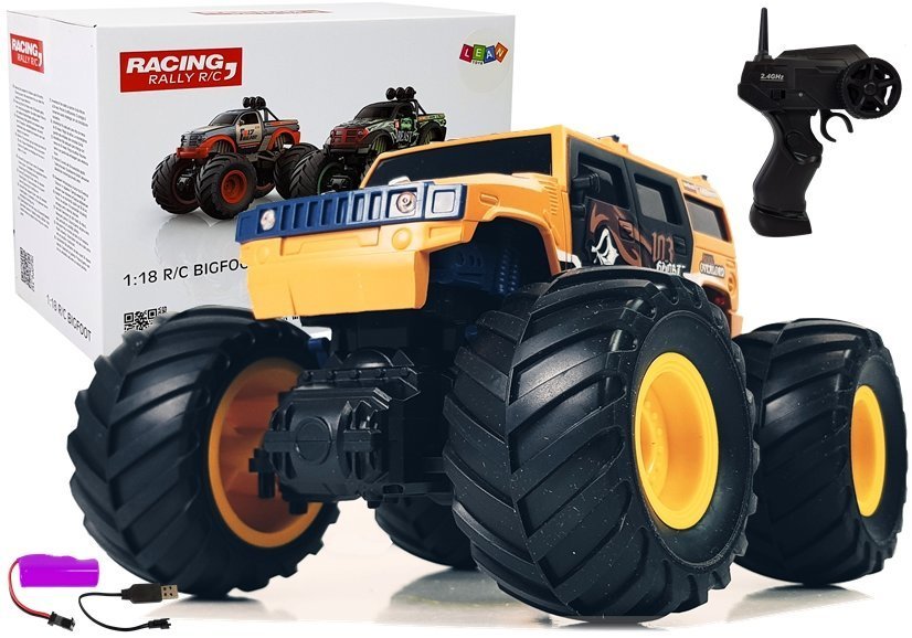 mamido Terénne auto Bigfoot na diaľkové ovládanie R / C 1:18 žlté