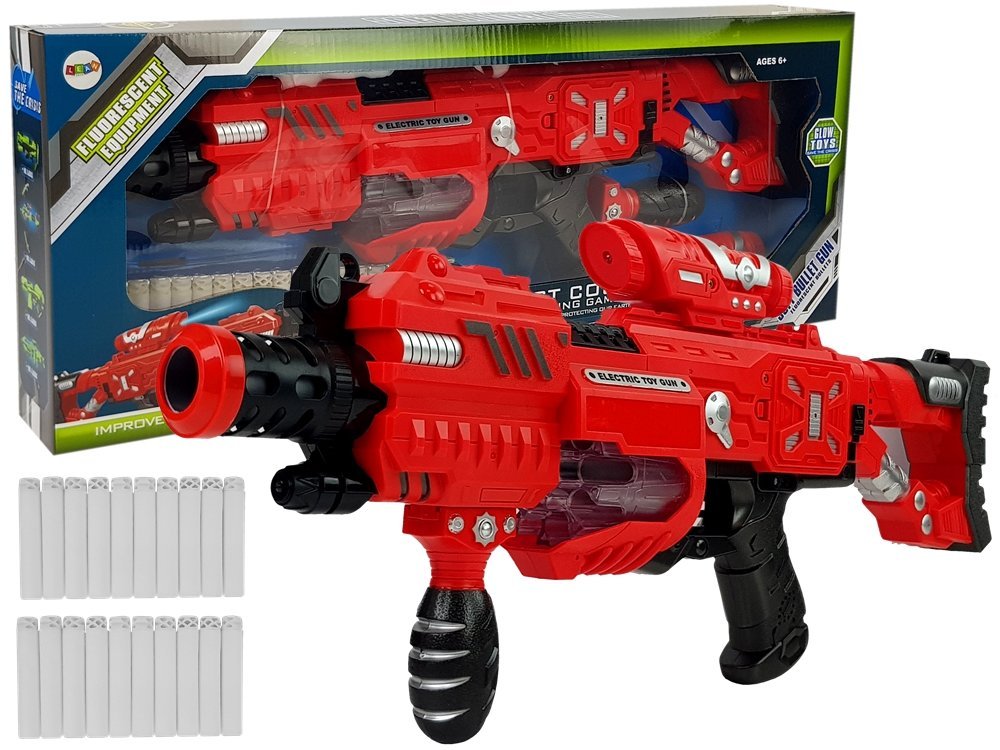 E-shop Detská pištoľ na penové náboje s Leser a zvukovými efektmi červená