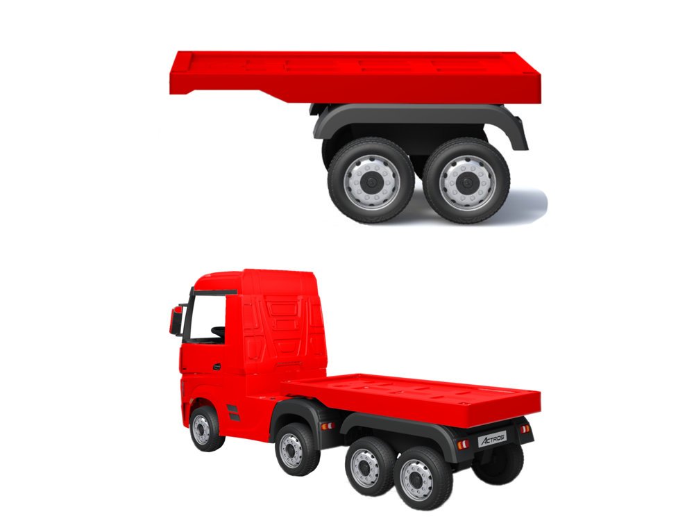 Príves pre detský elektrický kamión Mercedes Actros červený