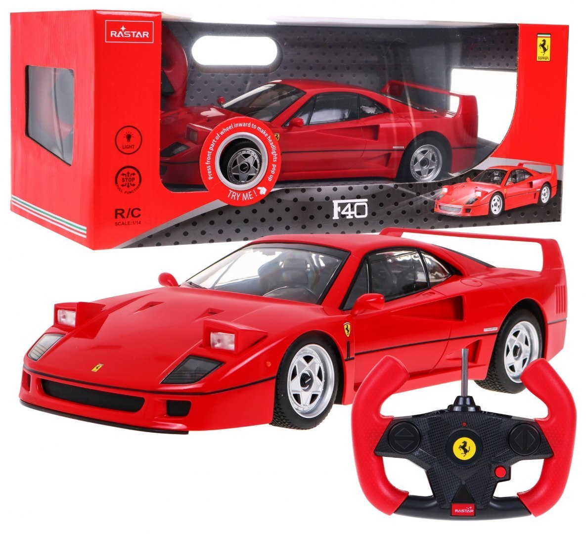 Rastar Rastar Auto na diaľkové ovládanie R / C Ferrari F40 1:14 červené