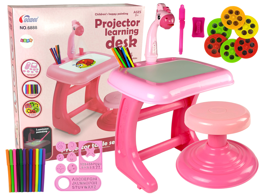 mamido Detský interaktívny stolček s projektorem ružový
