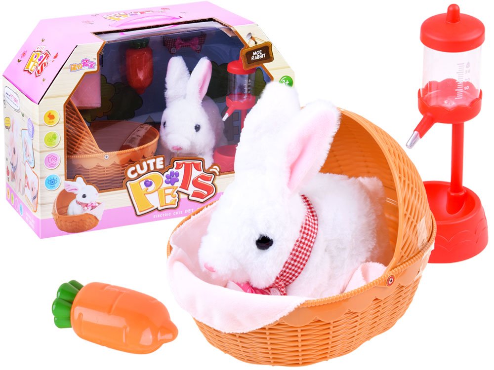 E-shop Interaktívny králik v košíku s príslušenstvom biely