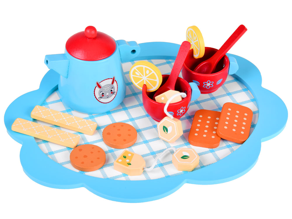 mamido Detský drevený čajový set modrý
