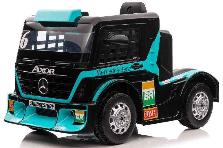 mamido Detský elektrický kamión Mercedes Axor LCD tyrkysový