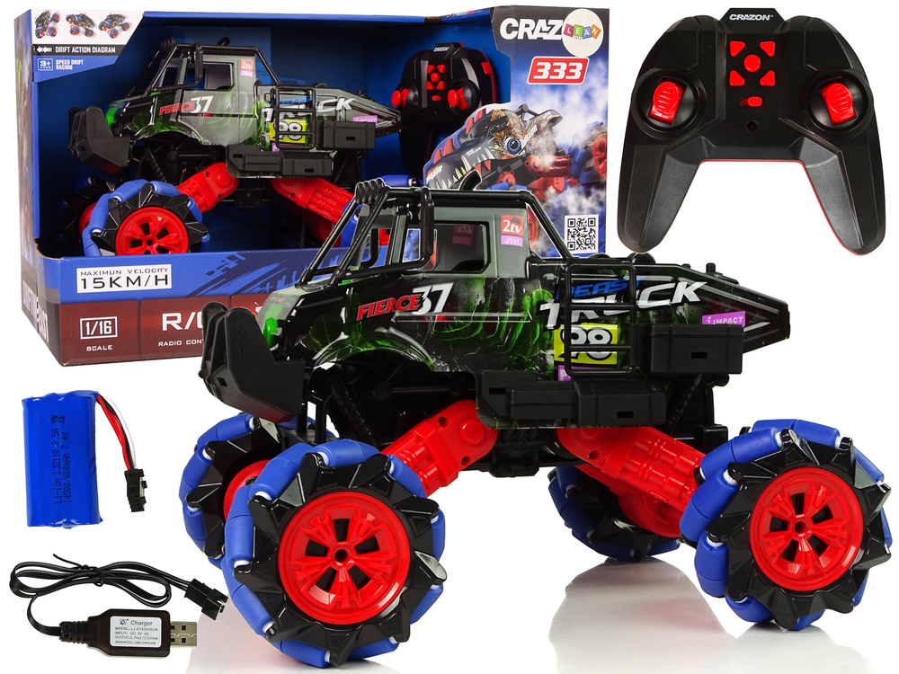 mamido Auto Off-road Drift Diaľkové ovládanie 1:16 zelená 2.4G 360 stupňov rotácie