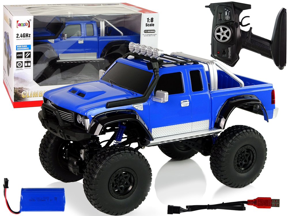 mamido Auto Off-Road RC 2.4G Horolezecké auto 1:8 Modrá 4x4
